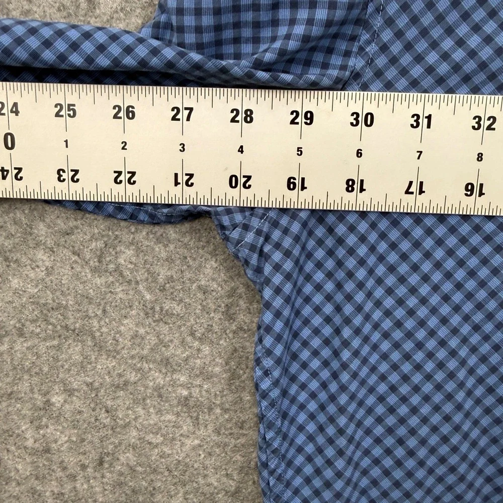 Banana Republic Mens Slim Fit Gingham Button Down Shirt Blue Check Small 14-14.5